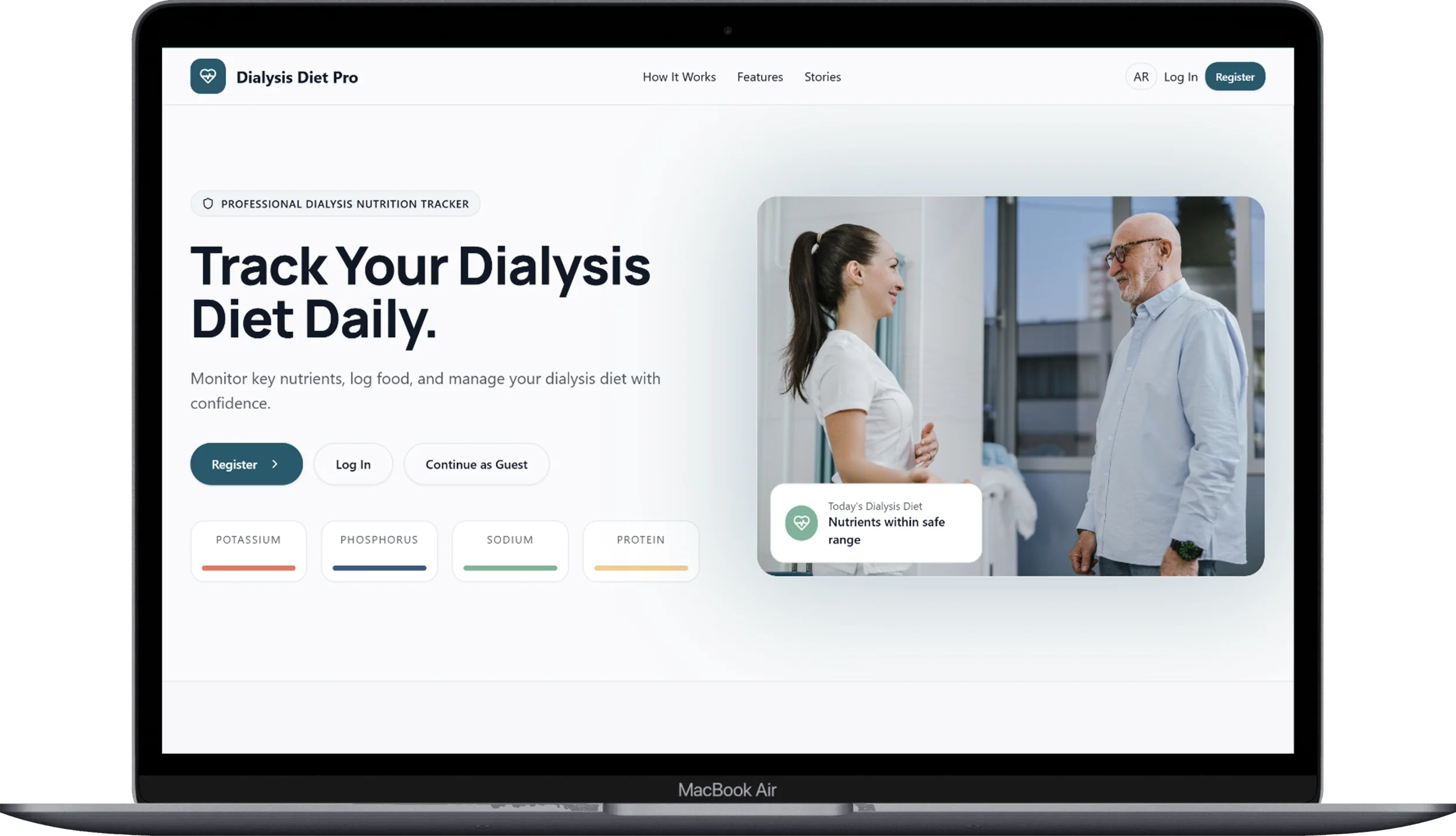 Dialysis Diet Pro custom web application screenshot