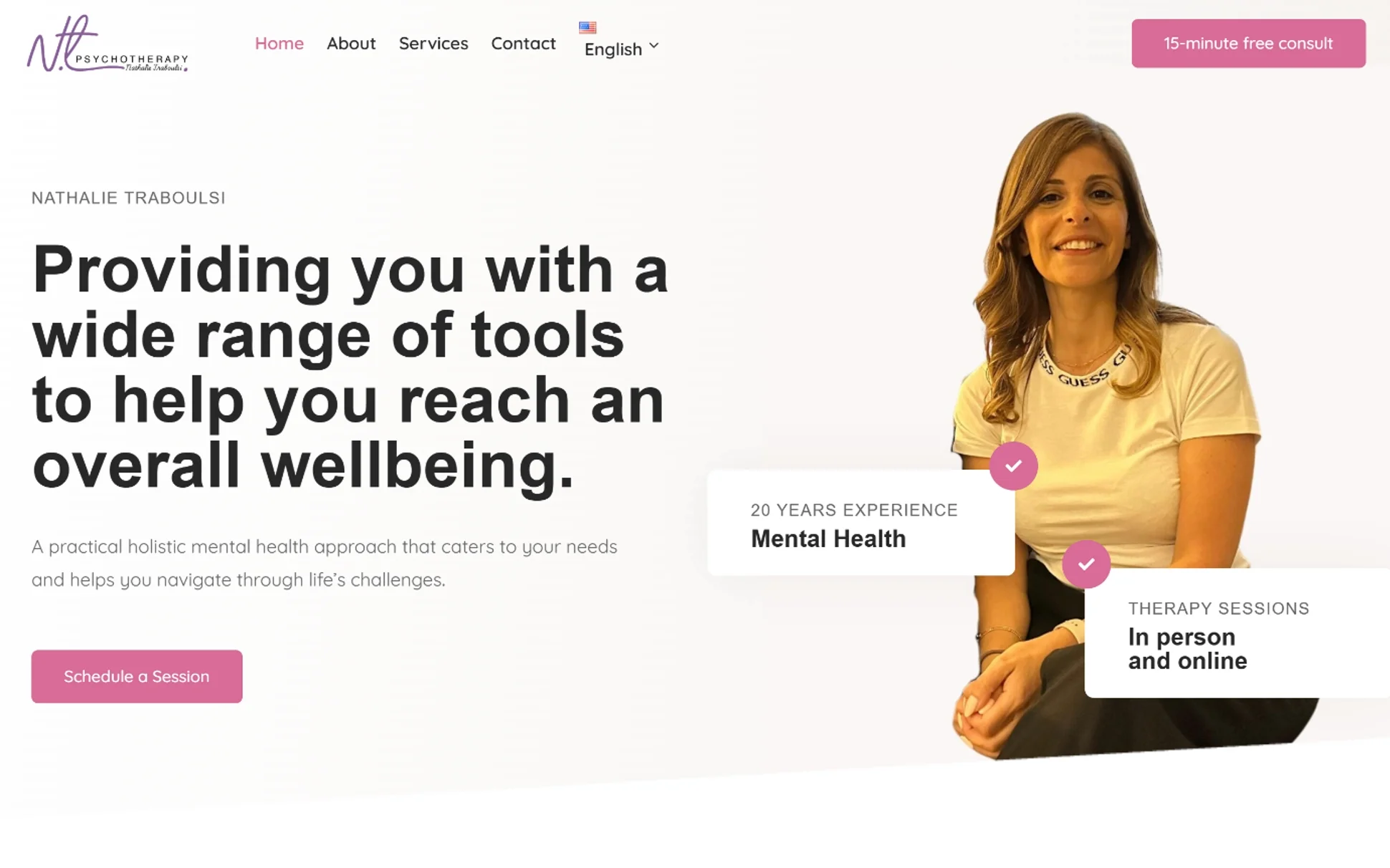 NT Psychotherapy website screenshot