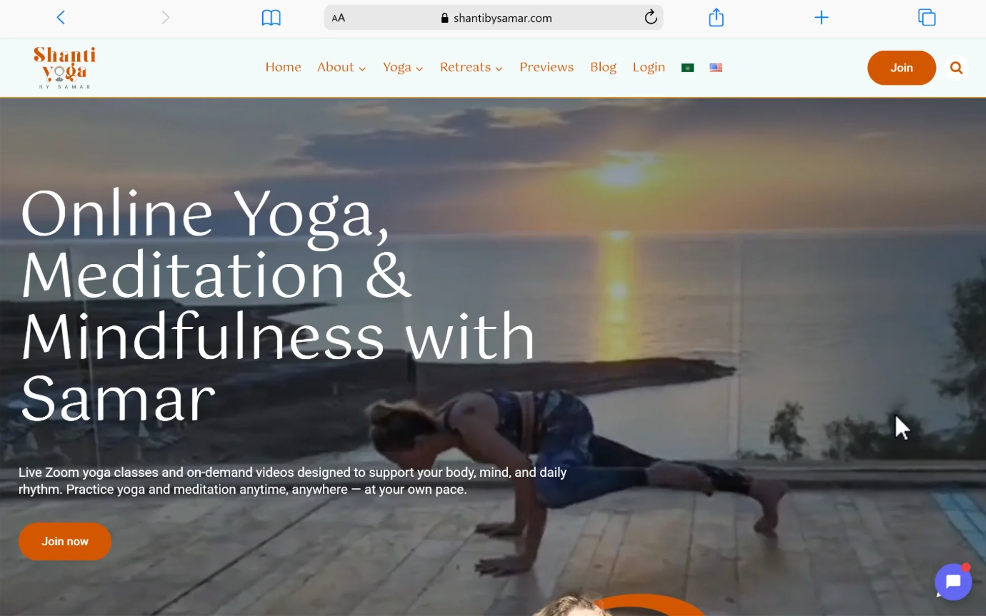 Shanti by Samar website screenshot